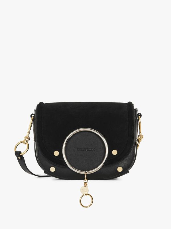 Chloé Bandolera Mujer Mara Negras Suede,Cowhide QIWC97456